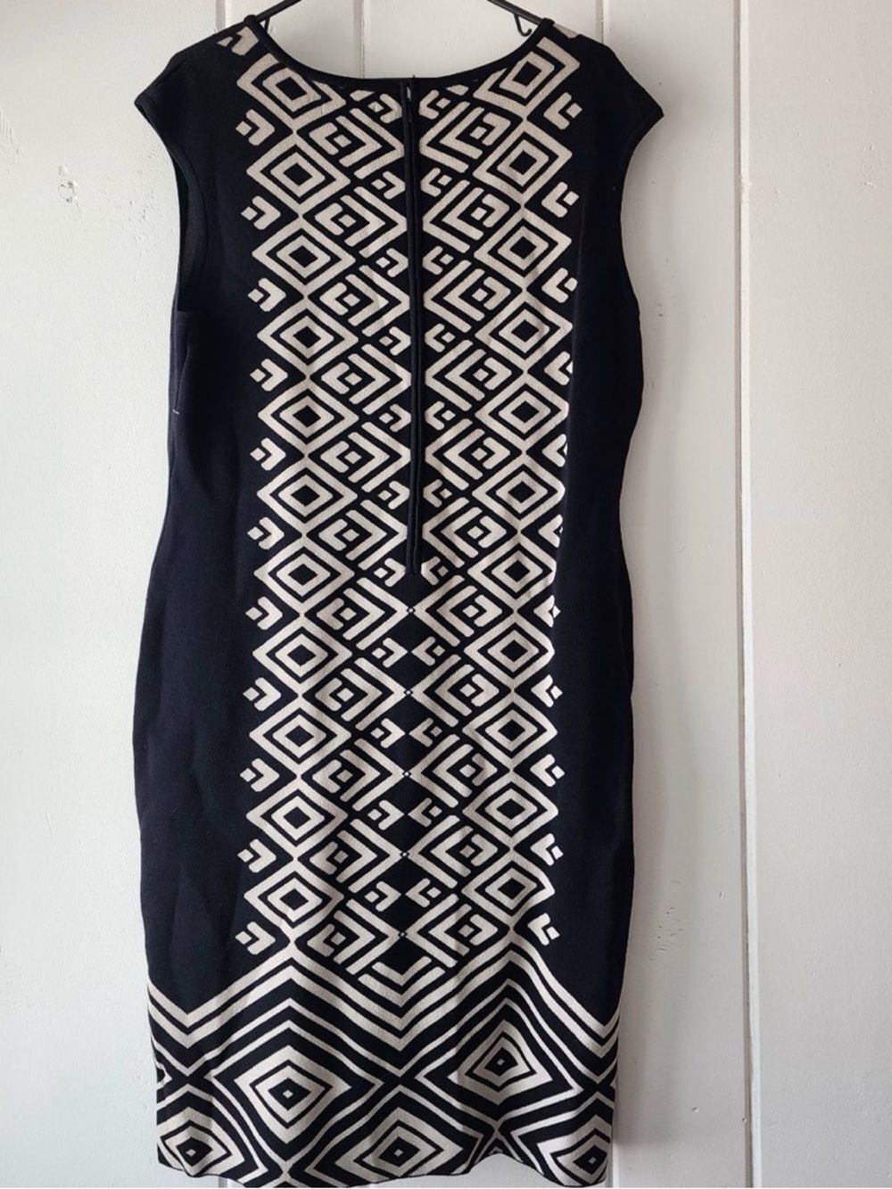 Calvin Klein XL Black & Cream Geometric Knit  Dress - Picture 2 of 3